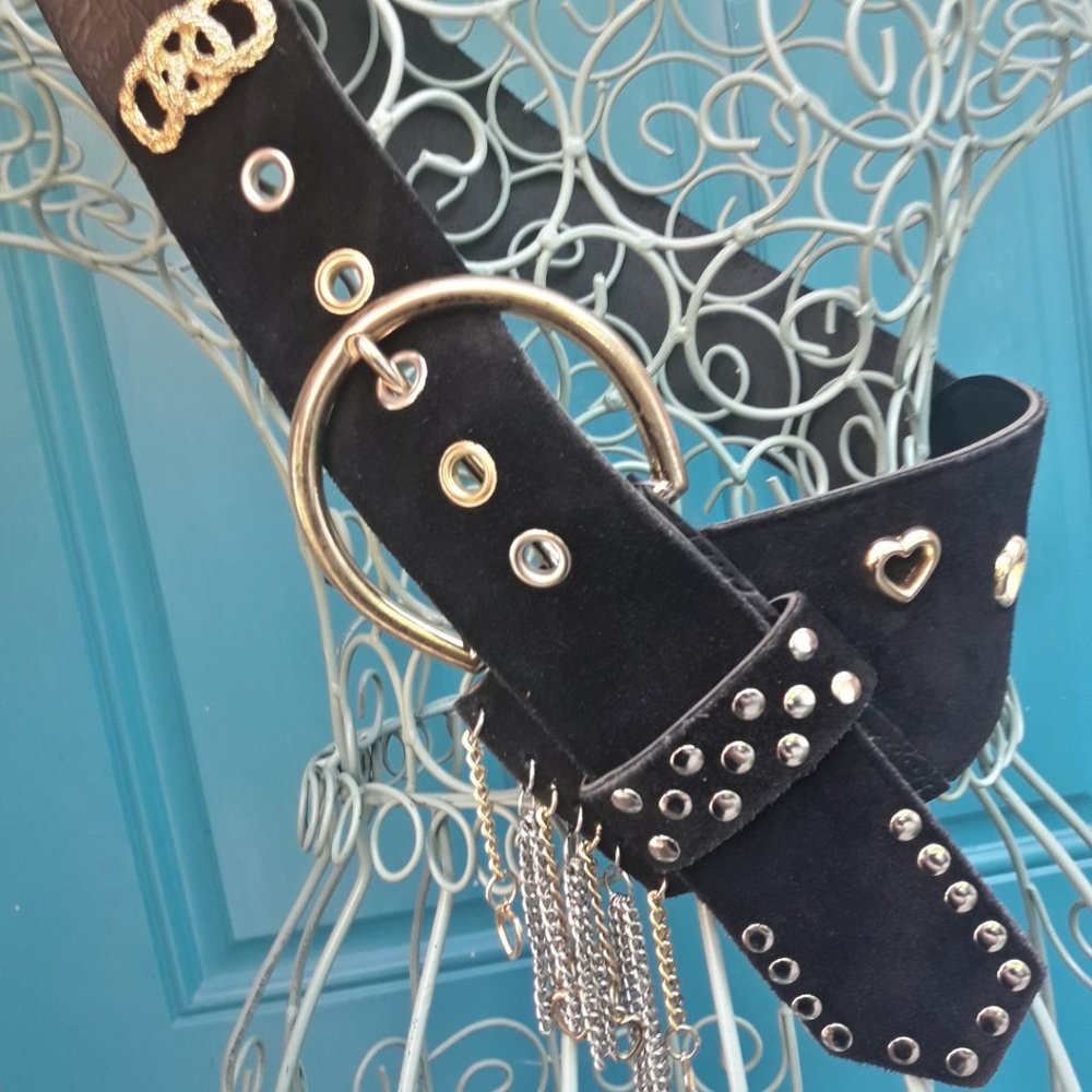 Wide Belt Metal Studded Belt Womens Western Cowboy Rodeo Punk Rock Steampunk - Picture 8 of 14